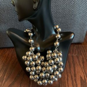 Silver Sphere Cluster Necklace